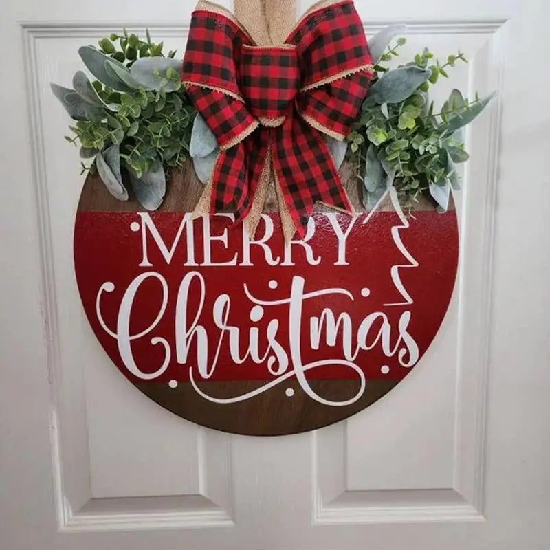 Merry Christmas Wooden Sign Wooden Christmas Front Door Sign Festive Door Signs For Home Durable Christmas Door Sign Christmas