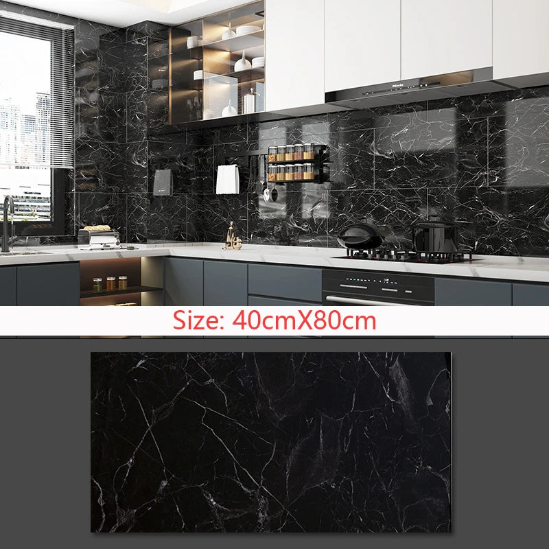 Self Adhesive Marble Wallpaper Waterproof Floor Sticker Bathroom Living Room TV Background Renovation  Wall Ground Decor