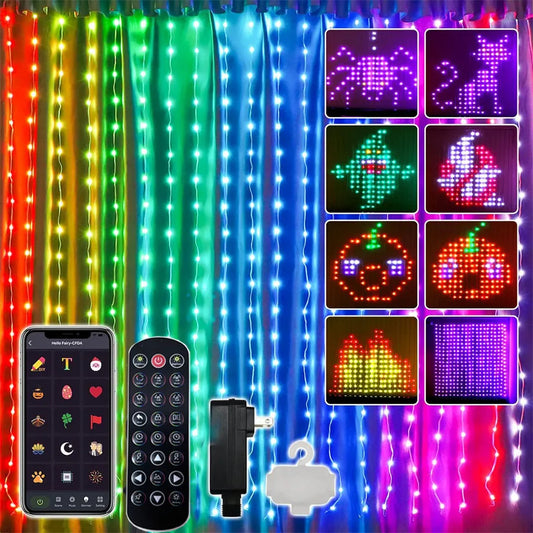 400LED DIY Animated Curtain Light Smart APP Controlled Curtain Fairy Light Static Dynamic Window Curtain String Light Decor