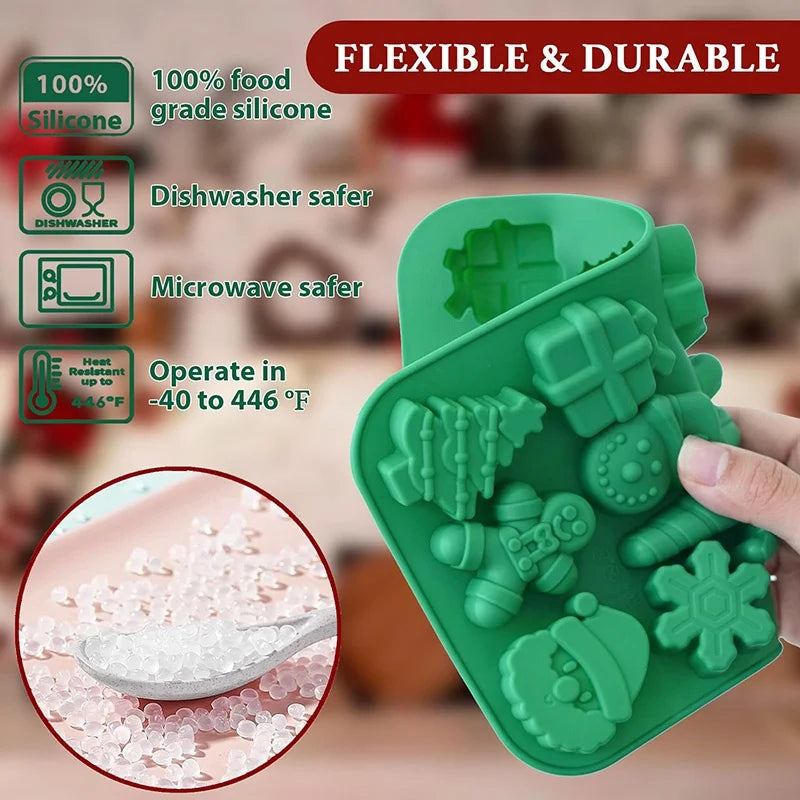 Christmas Silicone Chocolate Molds Candy Baking Moulds Handmade Snowman Xmas Tree Gingerbread Man Santa Claus Kitchen Mold Tool