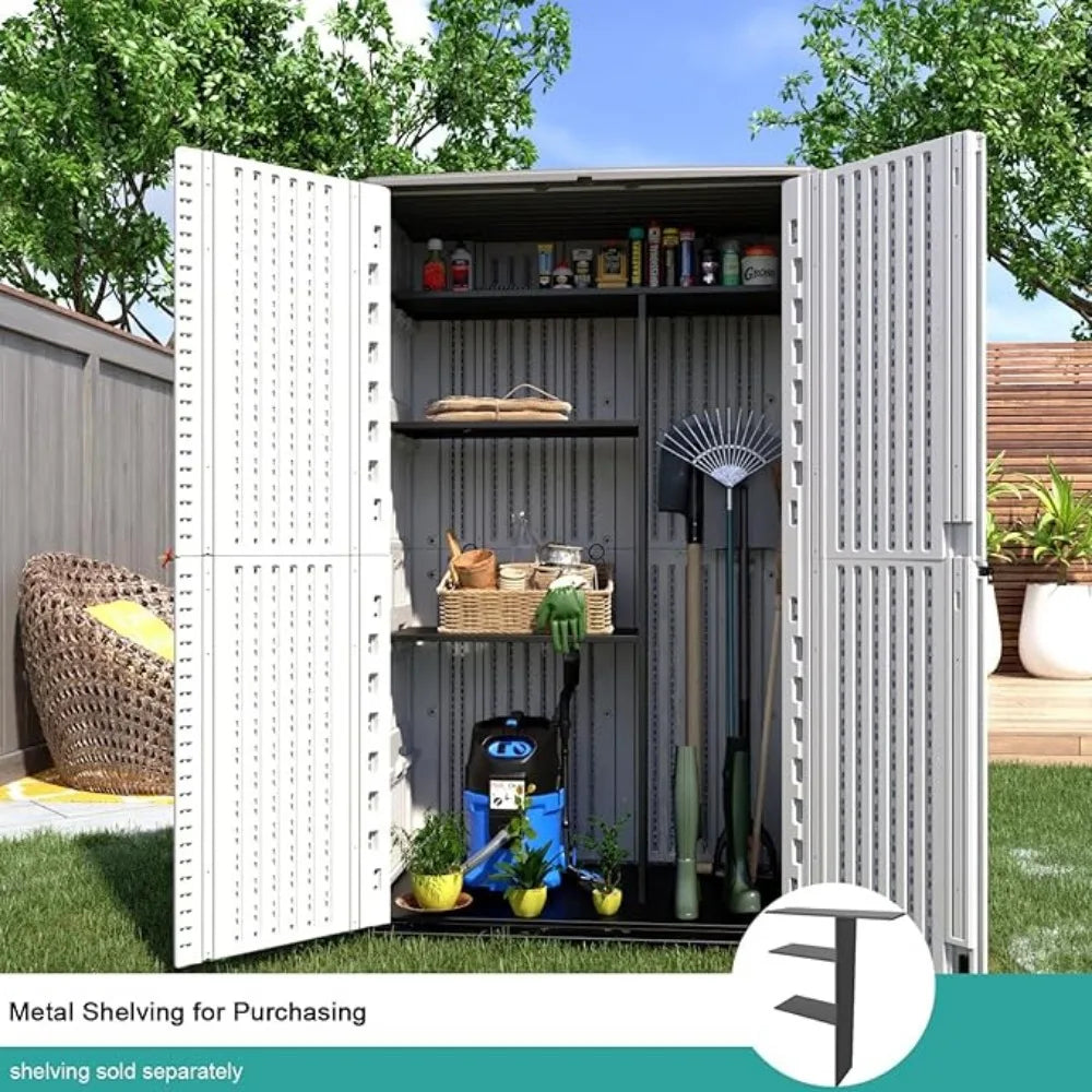 Outdoor Storage Shed, 4×2.5×6.6 FT,  Waterproof Metal Perfect Storages Cabinet, Outdoor Storage Room