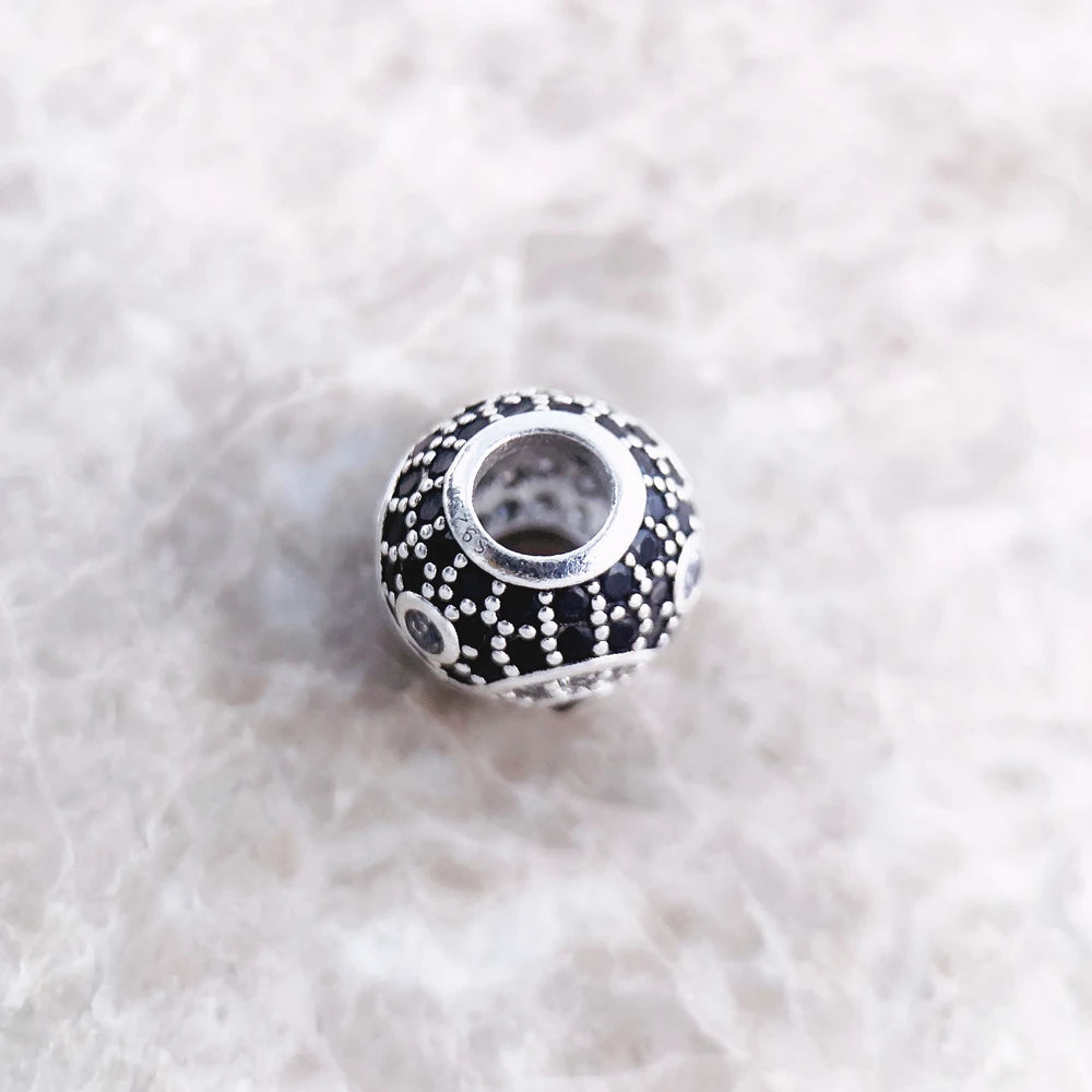 Perlen Yin Yang Micro Pave Ball Charm für Frauen DIY Feinschmuckherstellung Männer Echt Silber Sterling 925 Europa Geschenk