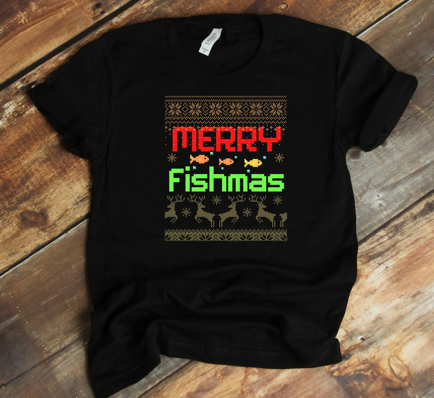 Fisherman Ugly Sweater Merry Fishmas T Shirt Funny Christmas Pajama Fishing