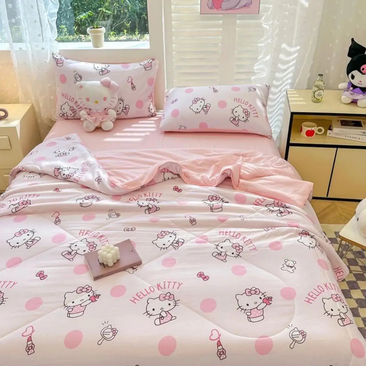 New 2024 Sanrio Anime Kawaii Hello Kitty Kuromi Winter Thickened Plush Soft Blanket Cute Cartoon Cinnamoroll Warn Shawl Blanket