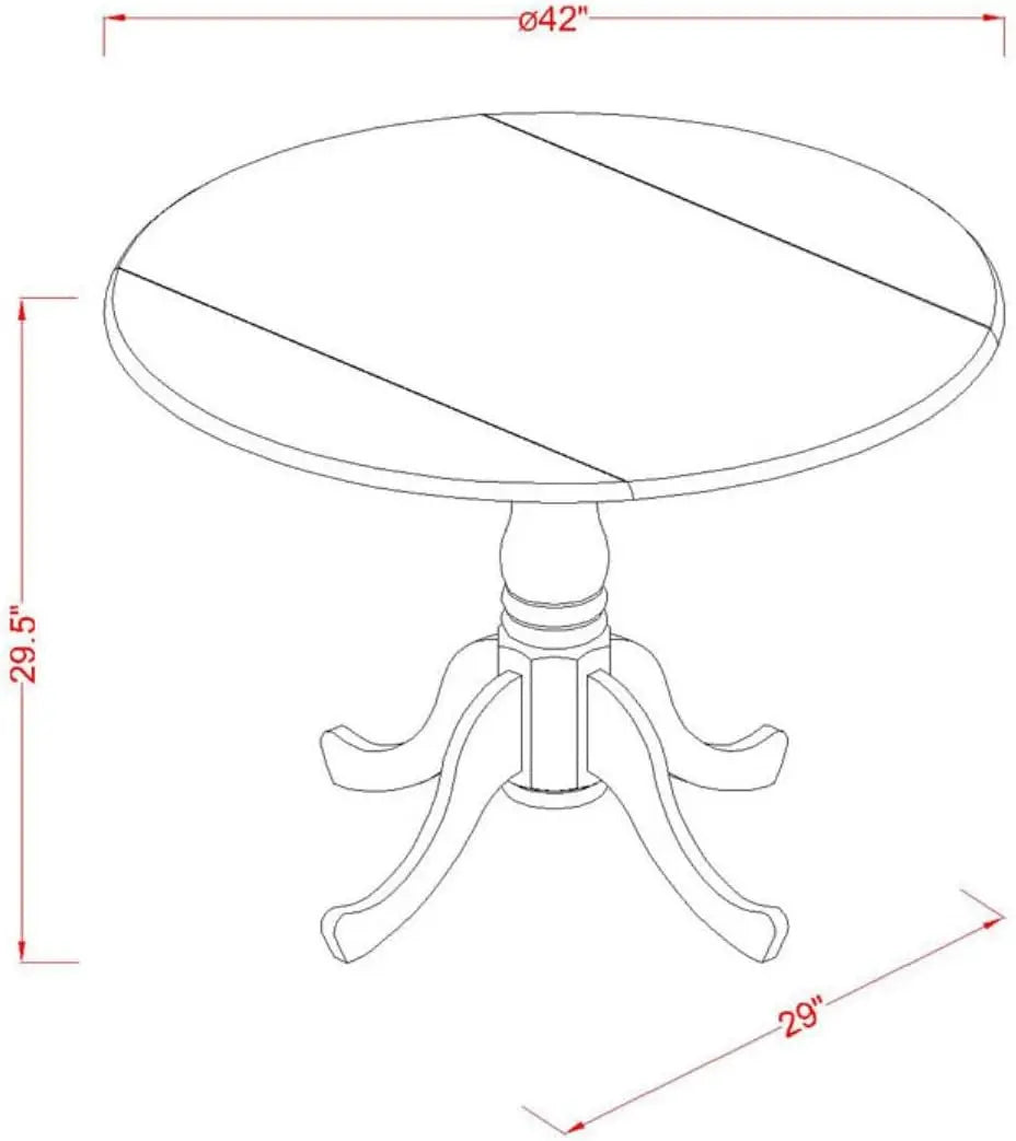 Furniture Dublin 5 Piece Kitchen Set Includes a Round Dining Room Table with Dropleaf and 4 Linen Fabric Upholstered Chairs