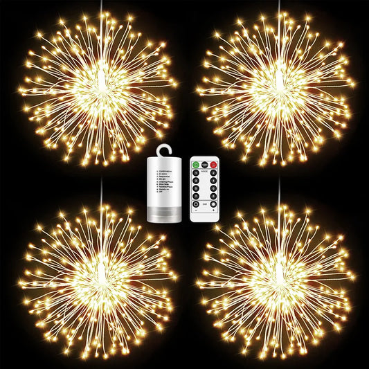 180 LED Firework String Lights Outdoor Remote Control Hanging Dandelion Fairy Light Waterproof Festival Decoration Lamps Lights