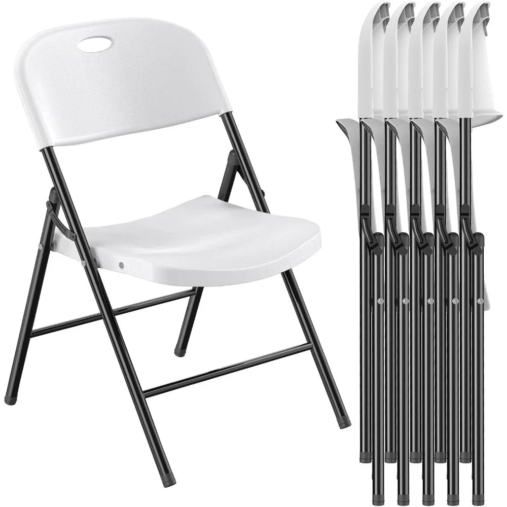 6 Pack 650 Weight Limit Heavy Duty Plastic Folding Chair with Reinforced Steel Frame for Wedding, Restaurant, Meeting Room