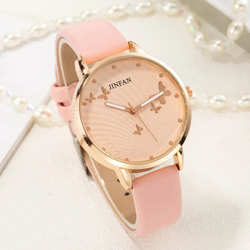 Elegant Simple Butterfly Design Dial Design Ladies Watches Women Fashion Luxury Dress Watch Casual Woman Quartz Leather Clock