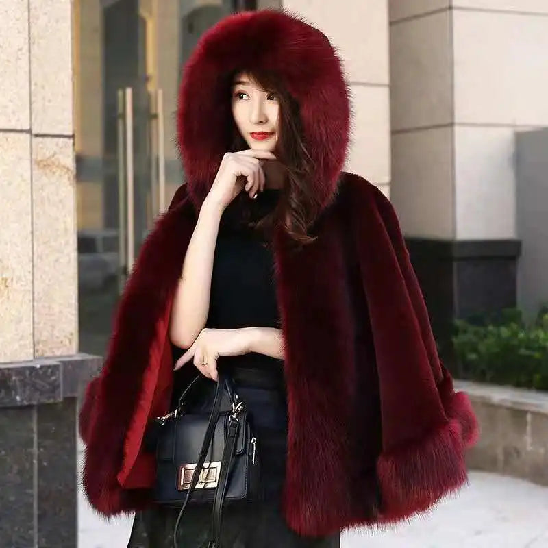 Cloak Poncho Capes New Chinese Style Qipao Shawl With Thickened Autumn Winter Imitate Fur Like Plush Women Cape Lady Coat E1533