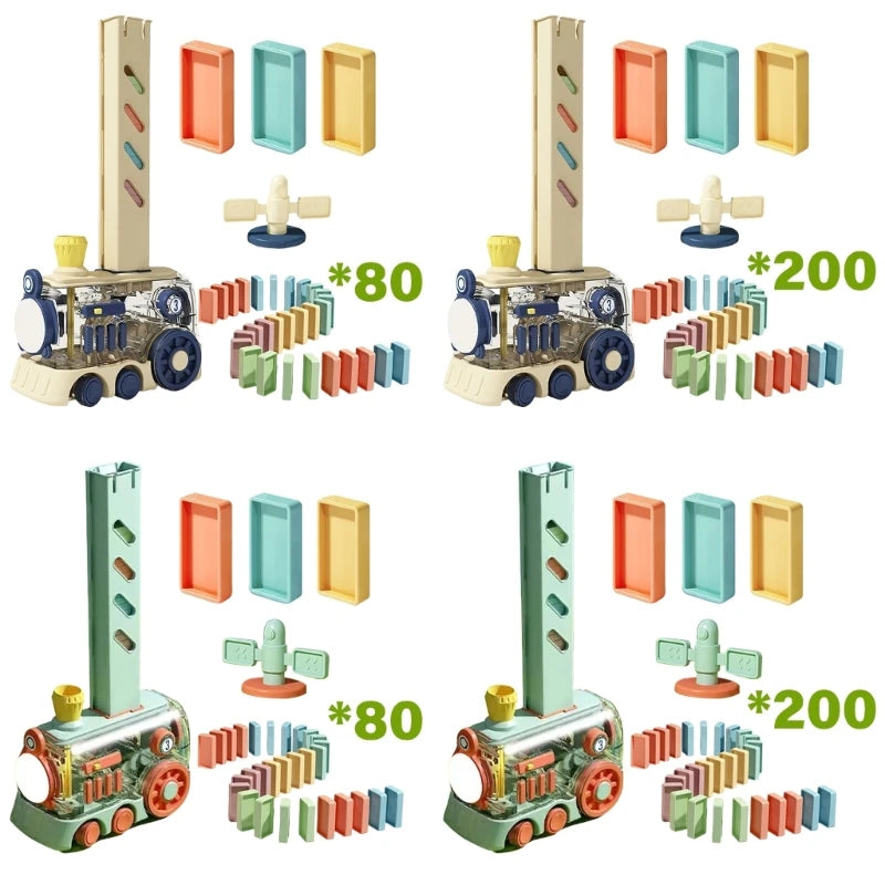 Automatic Train Easy Collection to Set up and Down Tile Game Chain Reaction for Boys Girls