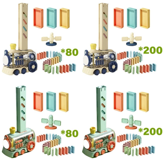 Automatic Train Easy Collection to Set up and Down Tile Game Chain Reaction for Boys Girls