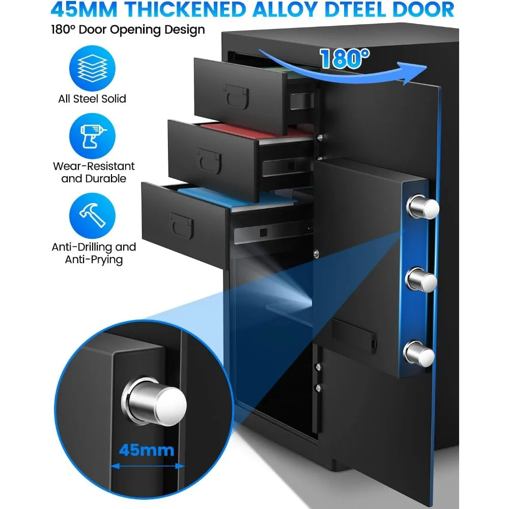 4.8 Cuft Extra Large Home Safe Box Fireproof Waterproof With【Removable Drawer】, Programmable Backlight Keypad, Smart Alert
