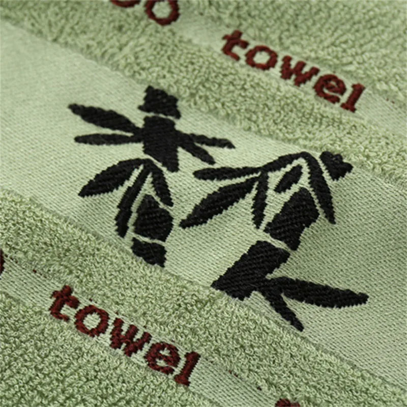 Set of 3 Thicker Bamboo Green Bath Beach Towel Set for Adults Face Hand Sport Towels Bathroom 35cmX75cm*2pcs And 70cmx140cm*1pcs