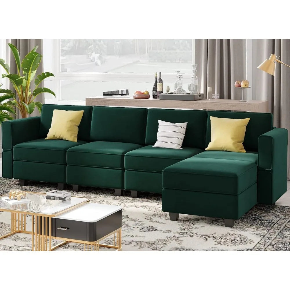 Sectionals Couch Sofas Living Room Sofa Modular Sectional Sofa Couch With Reversible Chaise - Velvet L Shaped Couch With Storage