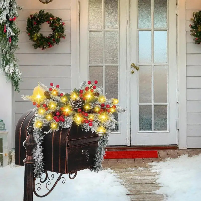 Christmas Mailbox Swag With Lights Glowing Christmas Swag Garland Christmas Swag Decorations With Light Garland Christmas Decor