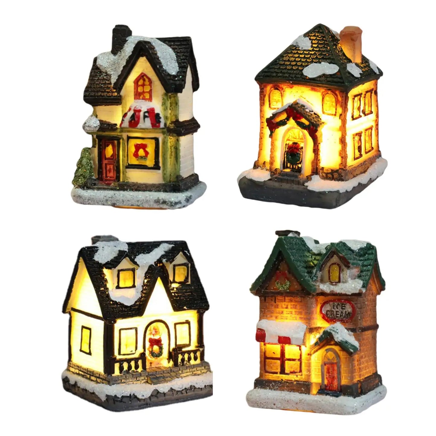 Christmas Scene Village Houses Town Decoration With Warm White Led Light Xmas Christmas Ornament Kids Gift for Home Decor