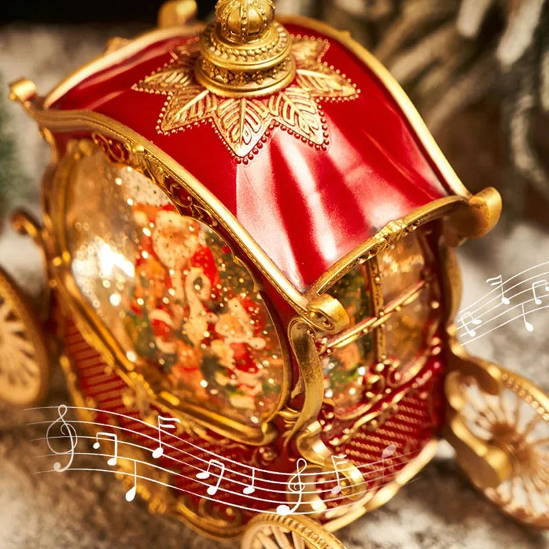 Christmas Music Box Carriage Old Man Snow Crystal Ball Snowman Children Crafts Birthday Gift Girls Adornos Navidad Home Product