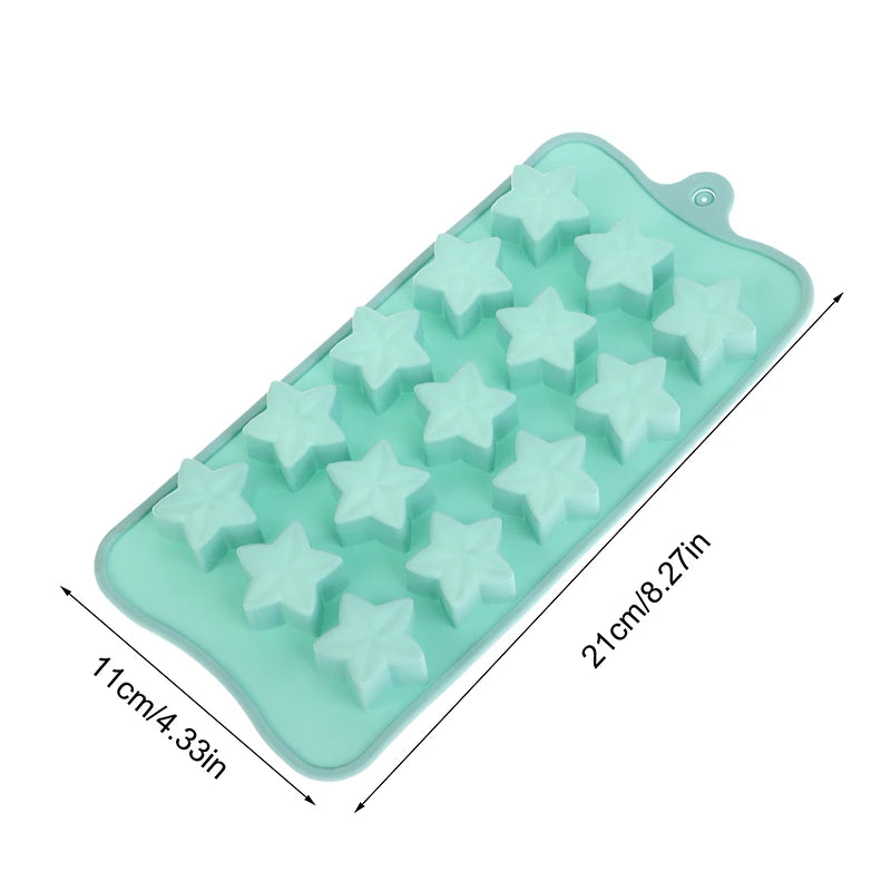 15 Cavity Five-Pointed Star Silicone Chocolate Mold Jelly Fudge Christmas Candy DIY Mold Ice Cube Cake Decoration Baking Mold