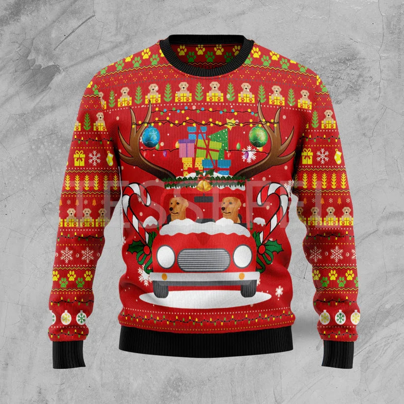 Cosplay Christmas Ugly Sweater Cartoon Dog Cat Santa Claus Tattoo Long Sleeves 3DPrint Autumn Winter Pullover Harajuku Casual 18