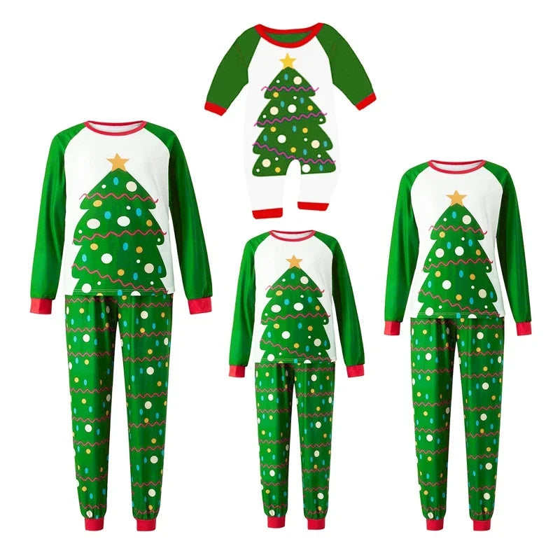 hirigin Christmas Family Matching Pajama Sets Cute Christmas Tree Elk Sleepwear Holiday PJS Sleepwear for Couples Kids Baby