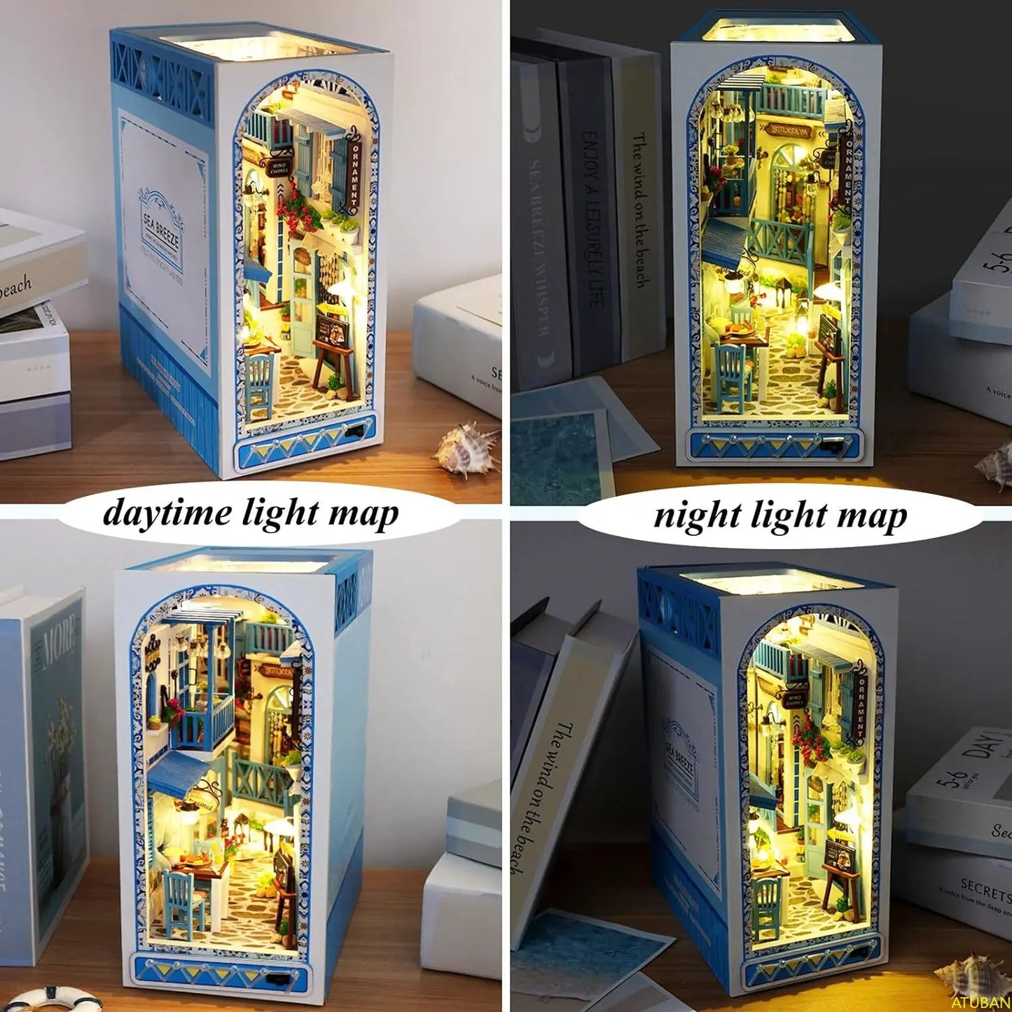 DIY Book Nook Kit, 3D Wooden Puzzle, Decorative Bookend, Model Building Set for Adults and Teens, Gift for Book Lovers