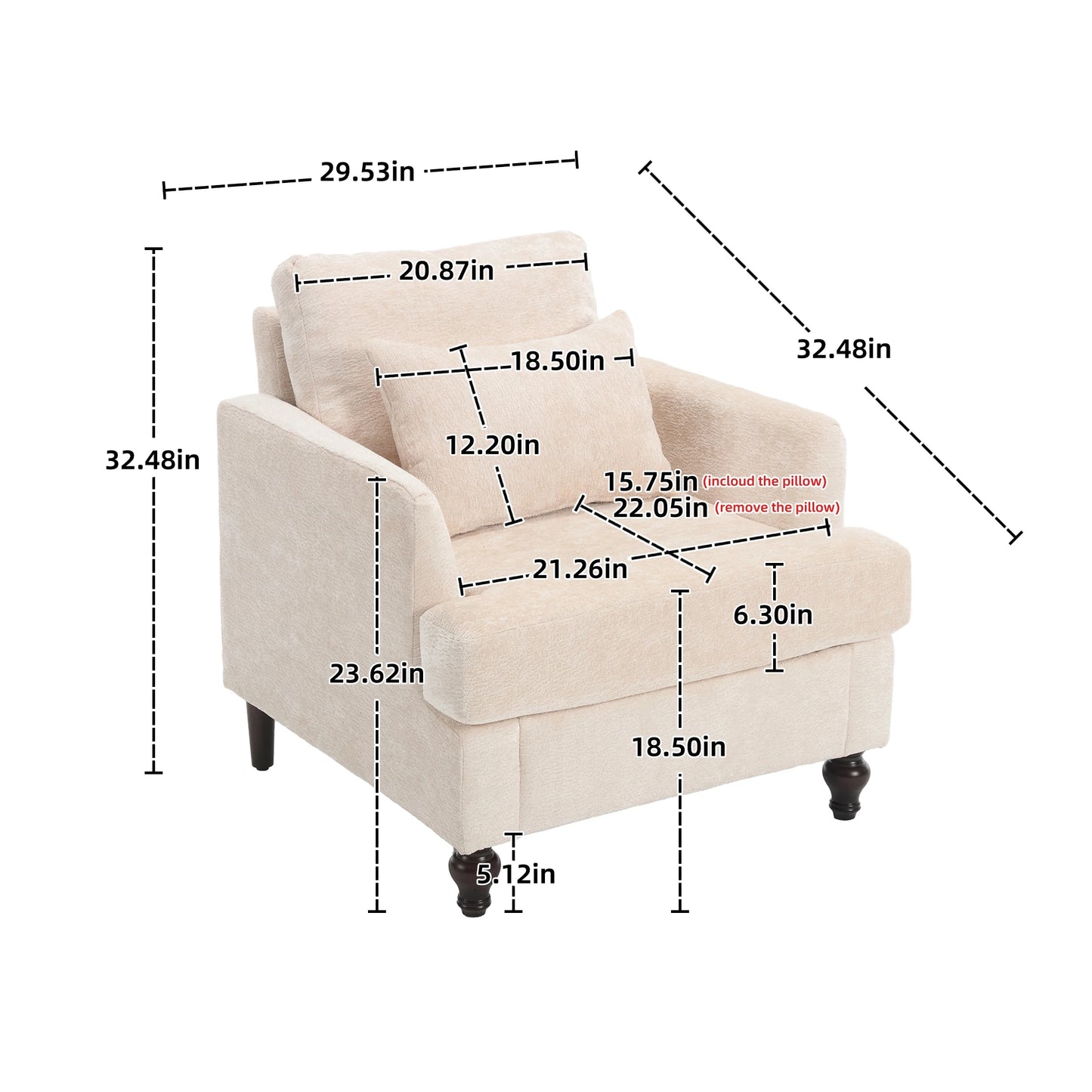 Wood Frame Armchair, Modern Accent Chair Lounge Chair for Living Room,Tufted Club Chair, Mid Century Modern Arm Chairs