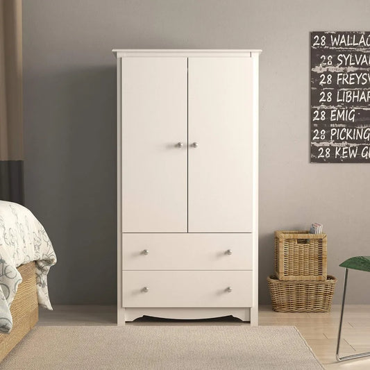 Wardrobe Cabinet: Armoire Dresser for Bedroom with Adjustable Shelf. Features 2-Door Wardrobe Closet & 2 Drawers Free shipping