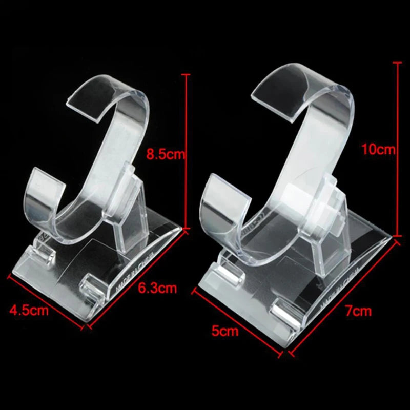 2Pc Fashion & Practical Transparent C-shaped Watch Stents ABS Luxury Watch Bracelet Jewelry Bangle Display Stand Holder