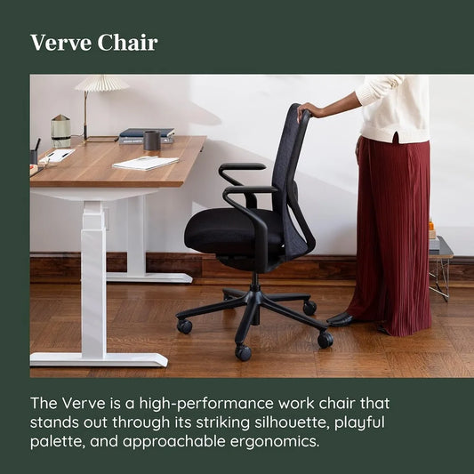 Verve Chair - High Performance Executive Office Chair with Contoured Seat Back and Adjustable Lumbar Rest - High Density Foam