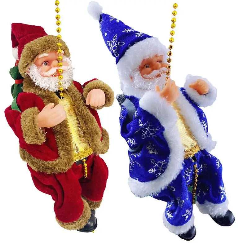 Santa Claus Climbing Decor Climbing Bead Curtain Electric Santa Claus With Rope Christmas Santa Seasonal Party Decorations