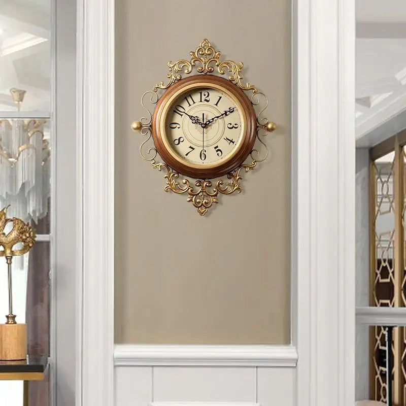 2024 New American Wall Clock Fashion French Vintage Clock Wall Hanging European Living Room Watch Home Vintage Clock