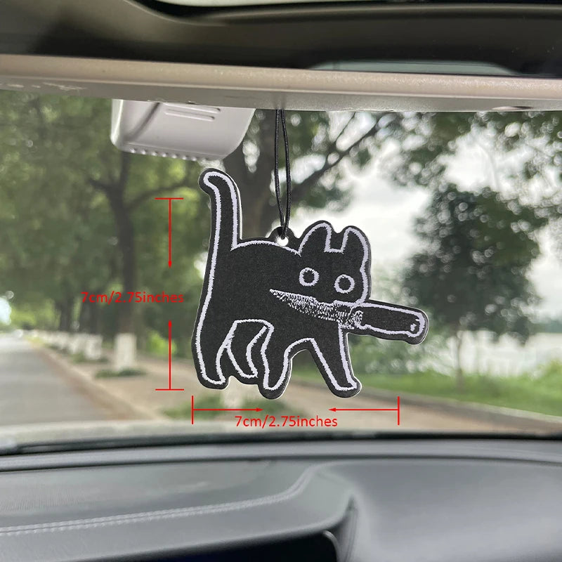 Black Cat with a knife Halloween night decoration car incense car perfume perfume lasting fragrance pendant air out of the mouth