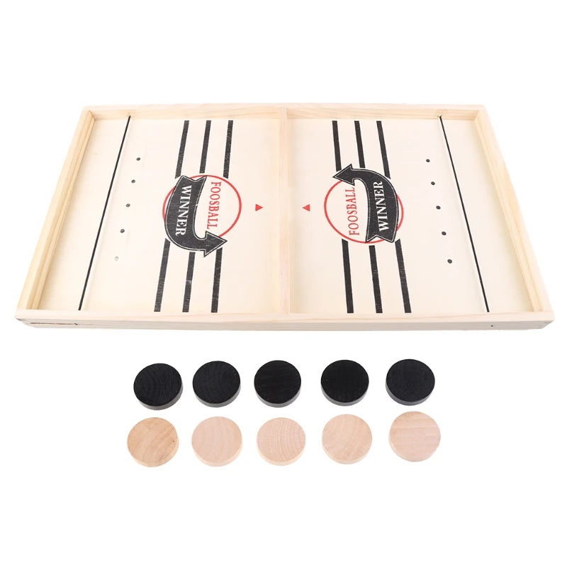 Large Fast Sling Puck Game Wooden Desktop Ice Hockey Table Game, Chess, Foosball