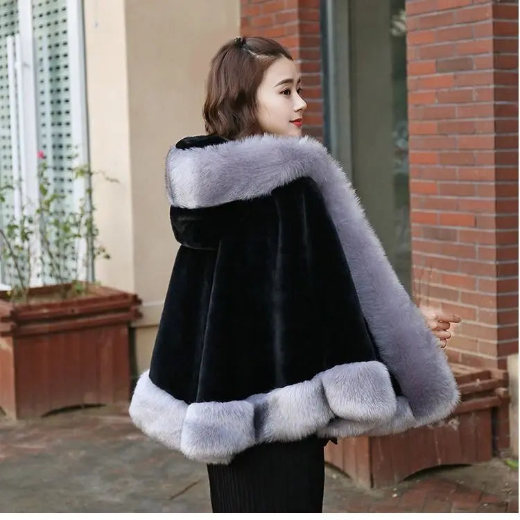 Cloak Poncho Capes New Chinese Style Qipao Shawl With Thickened Autumn Winter Imitate Fur Like Plush Women Cape Lady Coat E1533