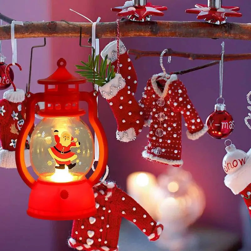 1PC Retro Kerosene Night Light Christmas Decorative Hanging Lantern Fairy Small Oil Lamp For New Year Navidad Home Decoration