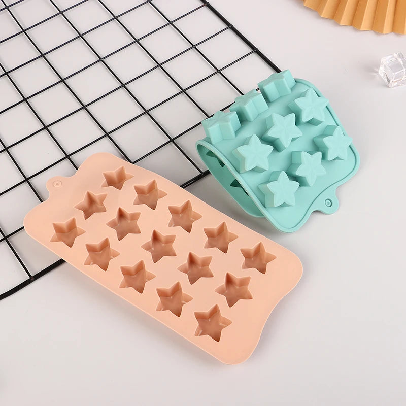 15 Cavity Five-Pointed Star Silicone Chocolate Mold Jelly Fudge Christmas Candy DIY Mold Ice Cube Cake Decoration Baking Mold