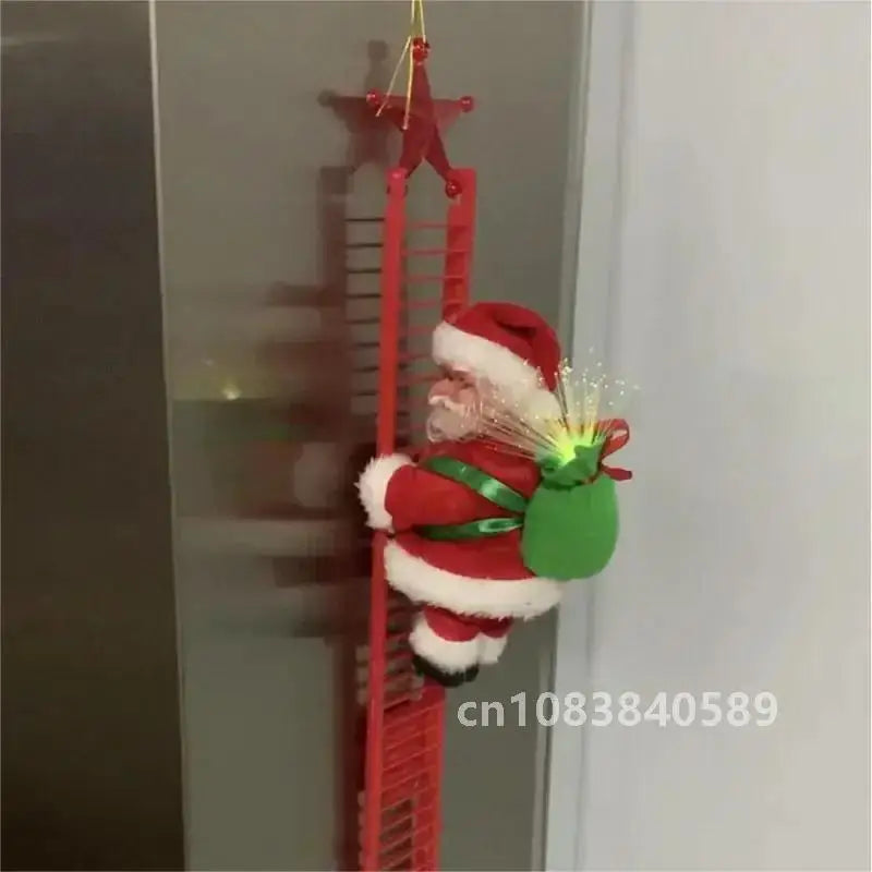 Electric Climbing Ladder Santa Claus, NewYear Gift, Christmas Ornament Decoration Home, Christmas Tree Hanging Decor with Music