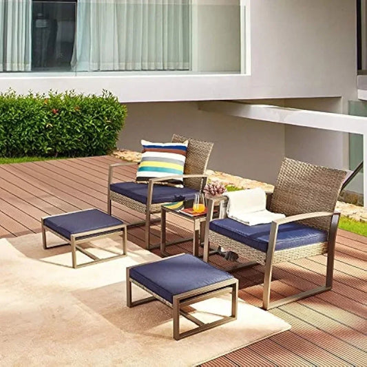 PE Rattan All-weather Upholstered Chair Set, Outdoor Garden Chairs, Terrace Table Chair, Sessions, Balcony, Balcony Sets