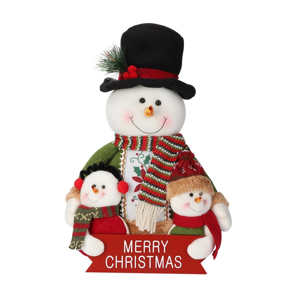 35cm Christmas Dolls Decoration Short Plush Printe Santa Claus Snowman Doll for Christmas Tree Ornaments Figurin Room Decor Gift