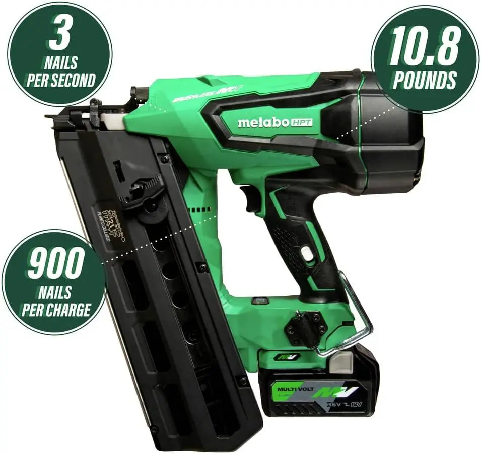 HPT 36V Cordless Framing  Uses 21 Degree Full Round Head Plastic Strip Nails  Includes Battery and Charger  NR3690DR