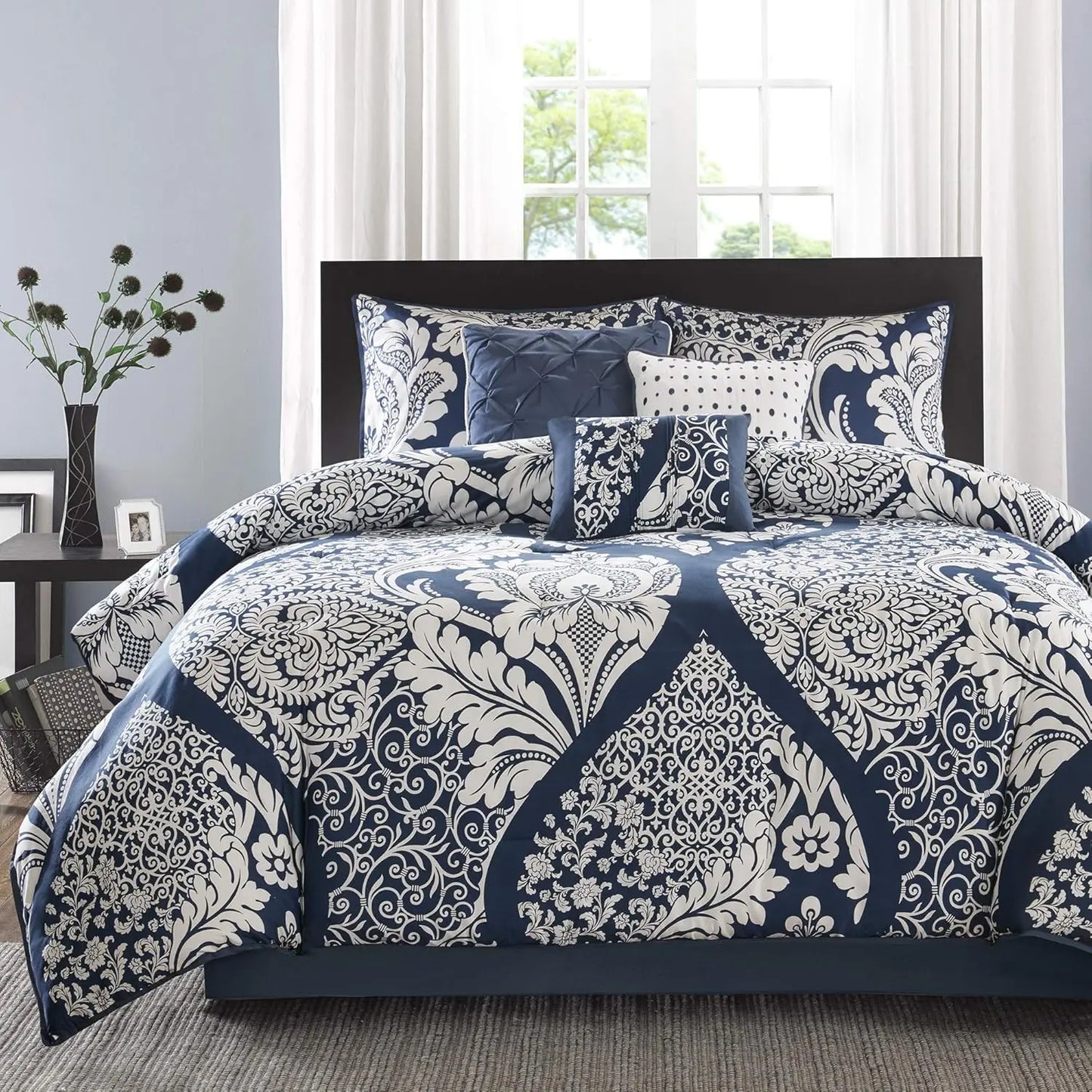 Sateen Cotton Comforter Set, Breathable, Soft Cover, Trendy, All Season Down Alternative Cozy Bedding with Matching