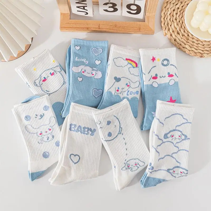 Kawaii Sanrioed Anime Kittys Cinnamoroll Winter Soft, Comfortable, Sweat Absorbent Long Cotton Socks Christmas Brithday Gift