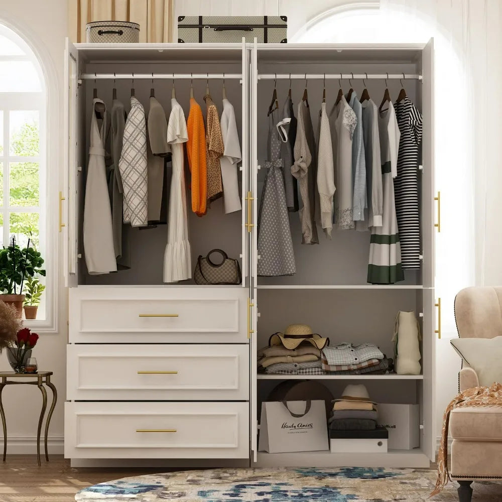 Wardrobe Armoire Dresser for Bedroom Clothing Organizer Wardrobe Armoire Closet With Glass Doors White Clothes Cabinet Warddrobe