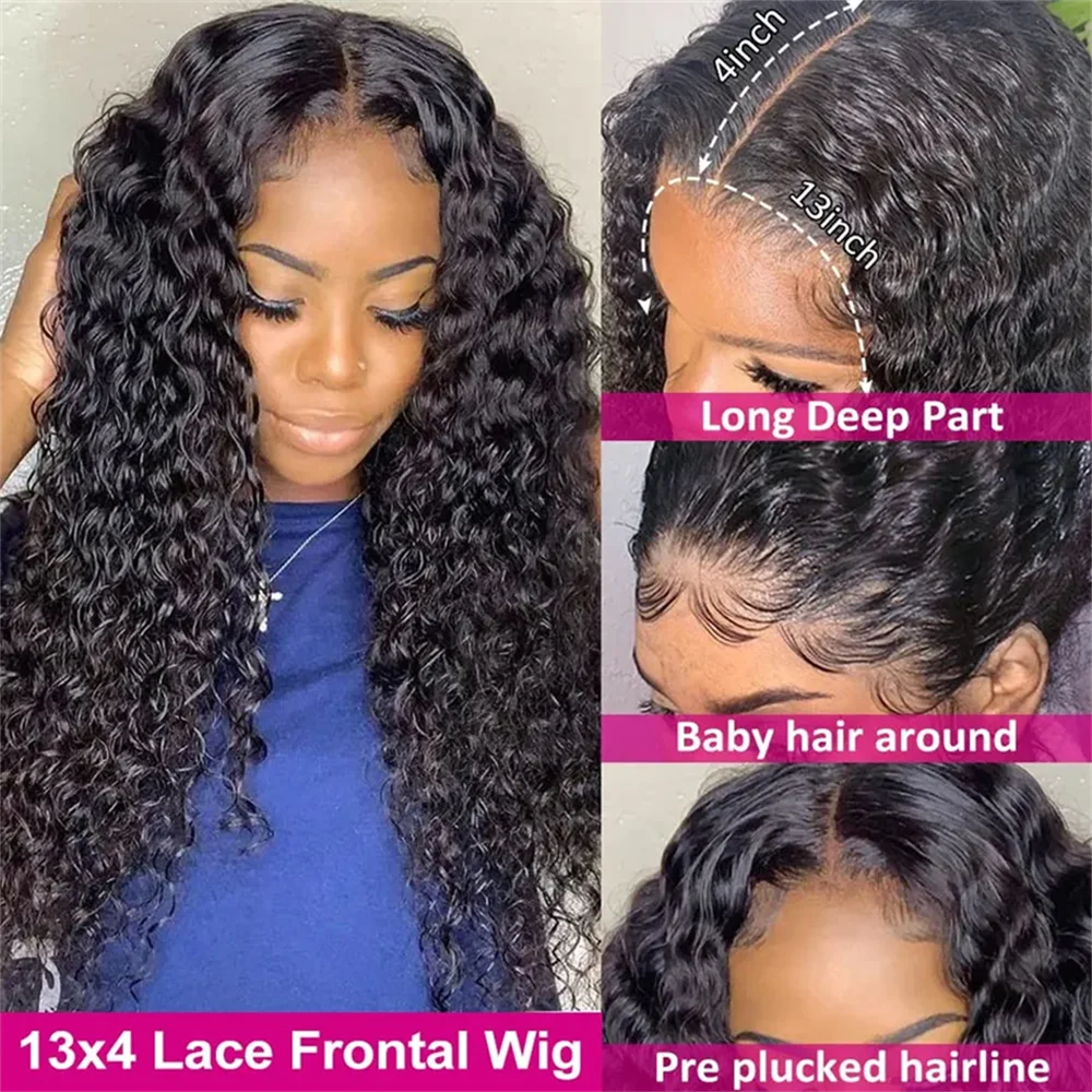 Human Hair Lace Wigs Remy Brazilian Transparent Deep Wave 13x4 Lace Frontal Wig 180% Density Cranberry Hair 13x4 Lace Front Wig