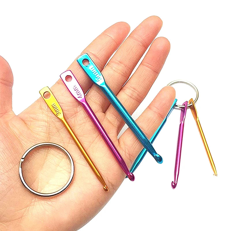 3pcs/set Multicolour Mini Aluminum Keychain Crochet Hooks DIY Crafts Tools Knitting Needles