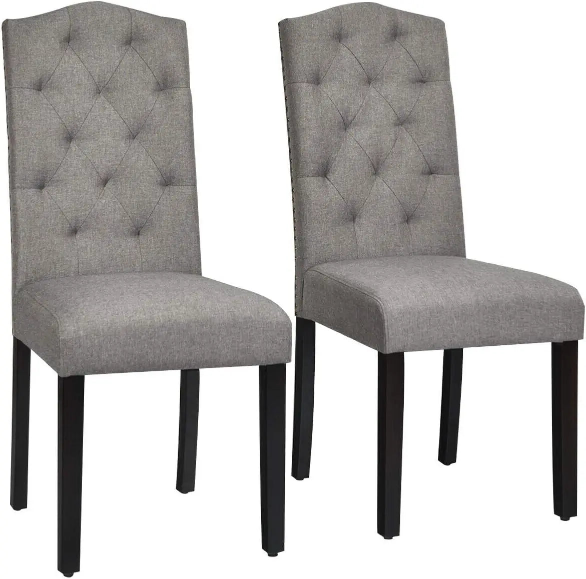 Tufted Linen Fabric Dining Chairs Set of 2 Armless Chairs with Seat and Tall Backrest for Kitchen Dining Room Free shipping