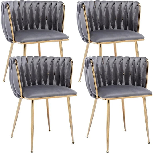 Velvet Dining Chairs,Dining Chair Set of4 with Gold Metal Legs for Living Room Bedroom Kitchen,Luxury Tufted Velvet Dining Chair