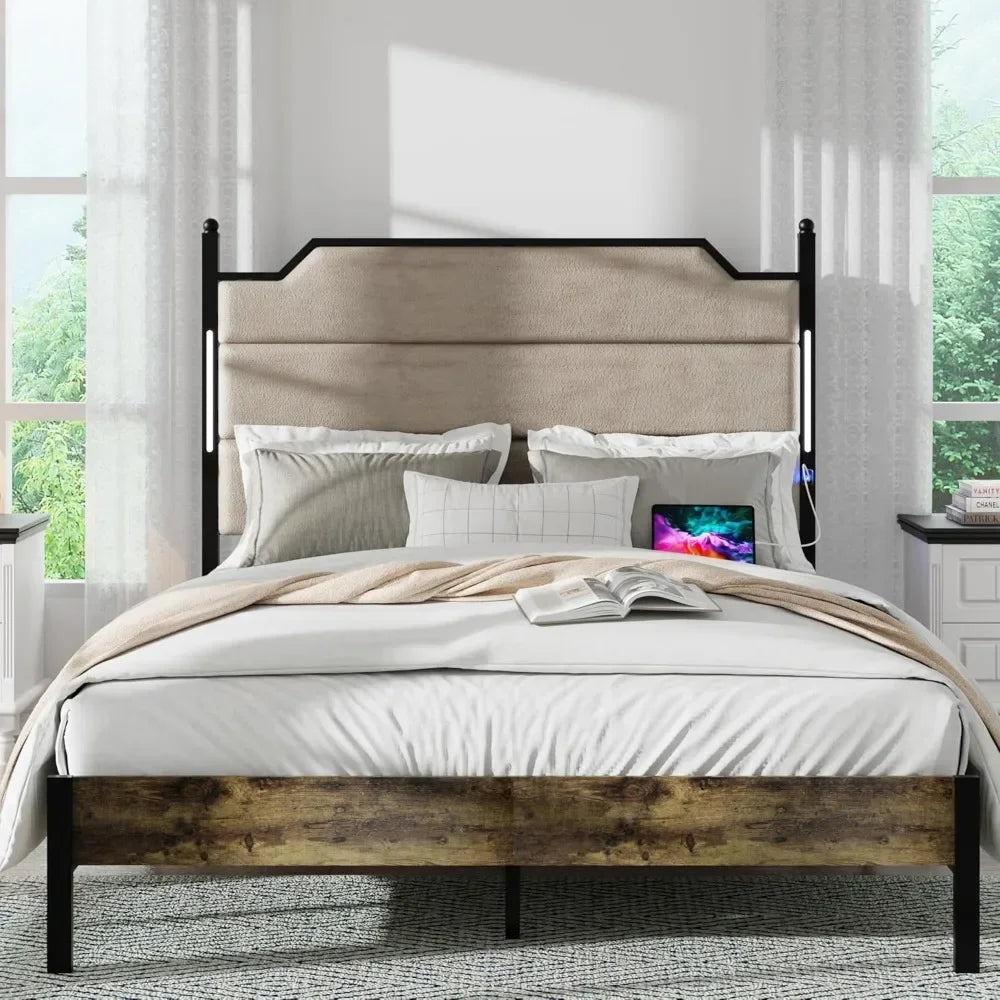 Metal Bed Frame,Upholstered Metal Platform Bed Frame with Underbed Storage Duty Bed Frame Suitable for bedrooms, free shipping