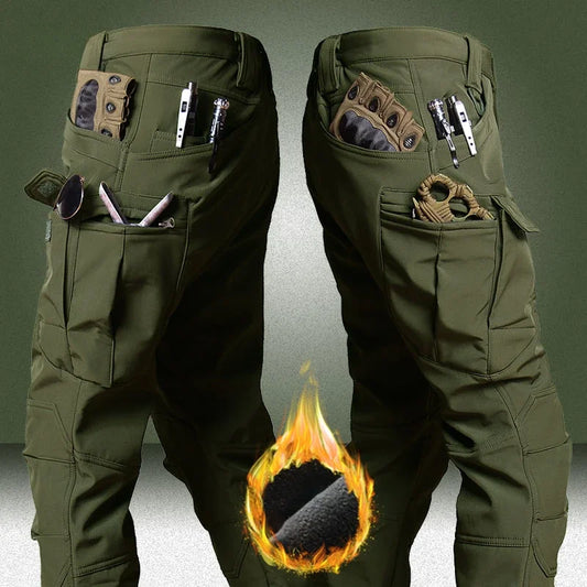 Waterproof Tactical Pants Men Hunting Shark Skin Soft Shell Fleece Trousers Outdoor Waterproof  Wear-resistant Cargo Pant