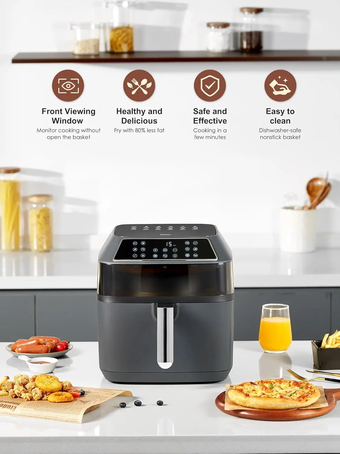 Yabano Air Fryer, 1700W 12 Programs 8L Multifunctional Digital Air Fryer, Dehydrator, Convection Oven, Grilling, Baking, Drying